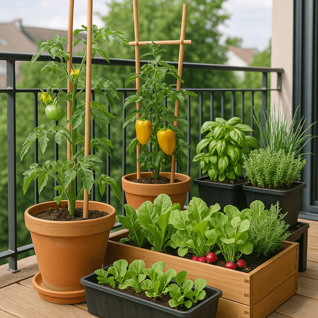 Frisches Gemüse vom Balkon ernten